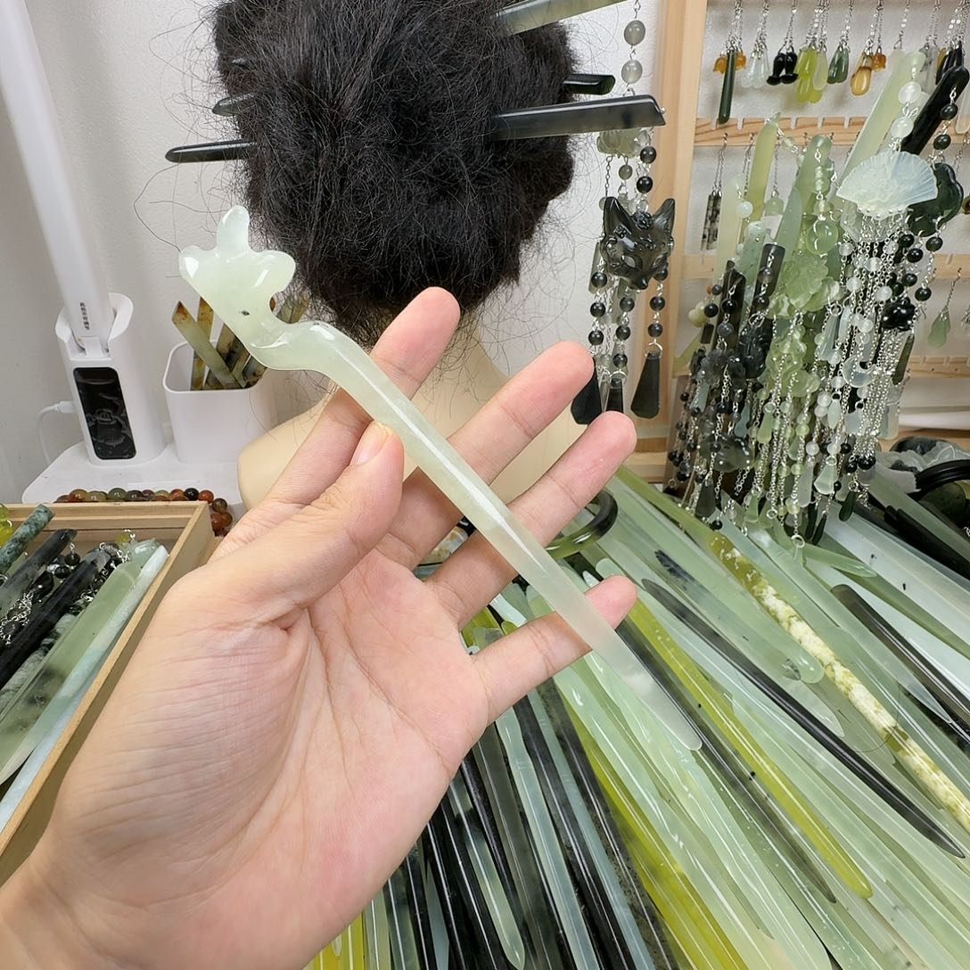 未镶嵌蛇纹石玉发饰