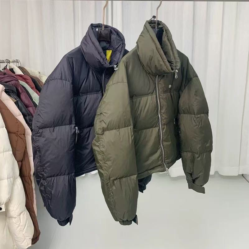 秋冬拉链情侣长袖纯色女装厚款韩版立领短款羽绒时尚百搭