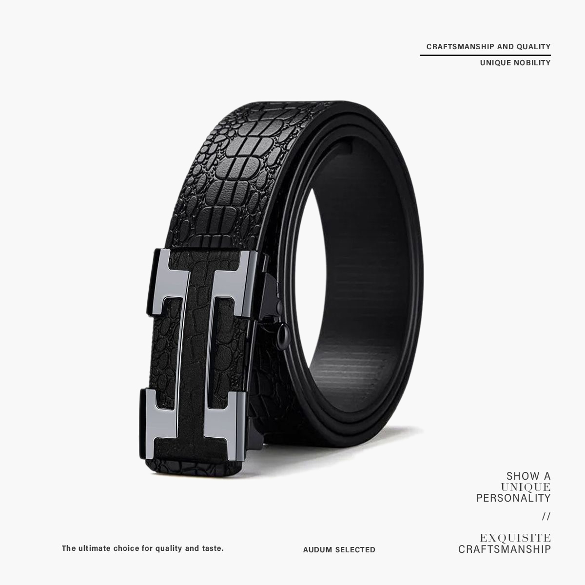新款H鳄鱼纹男士腰带自动扣内穿皮带商务休闲百搭裤腰带男款百搭5