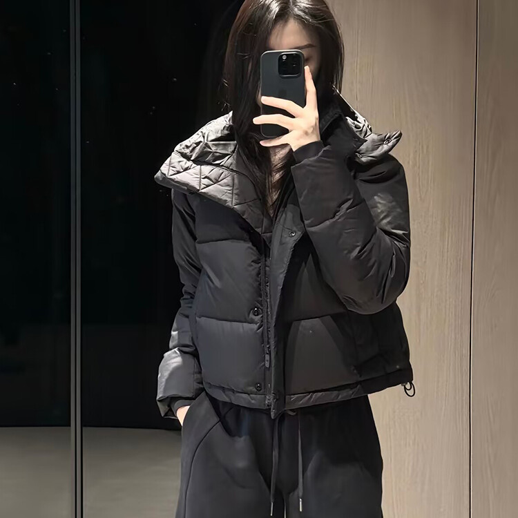 小个子短款黑色加厚羽绒服女冬季新款防寒韩系时尚通勤面包服外套