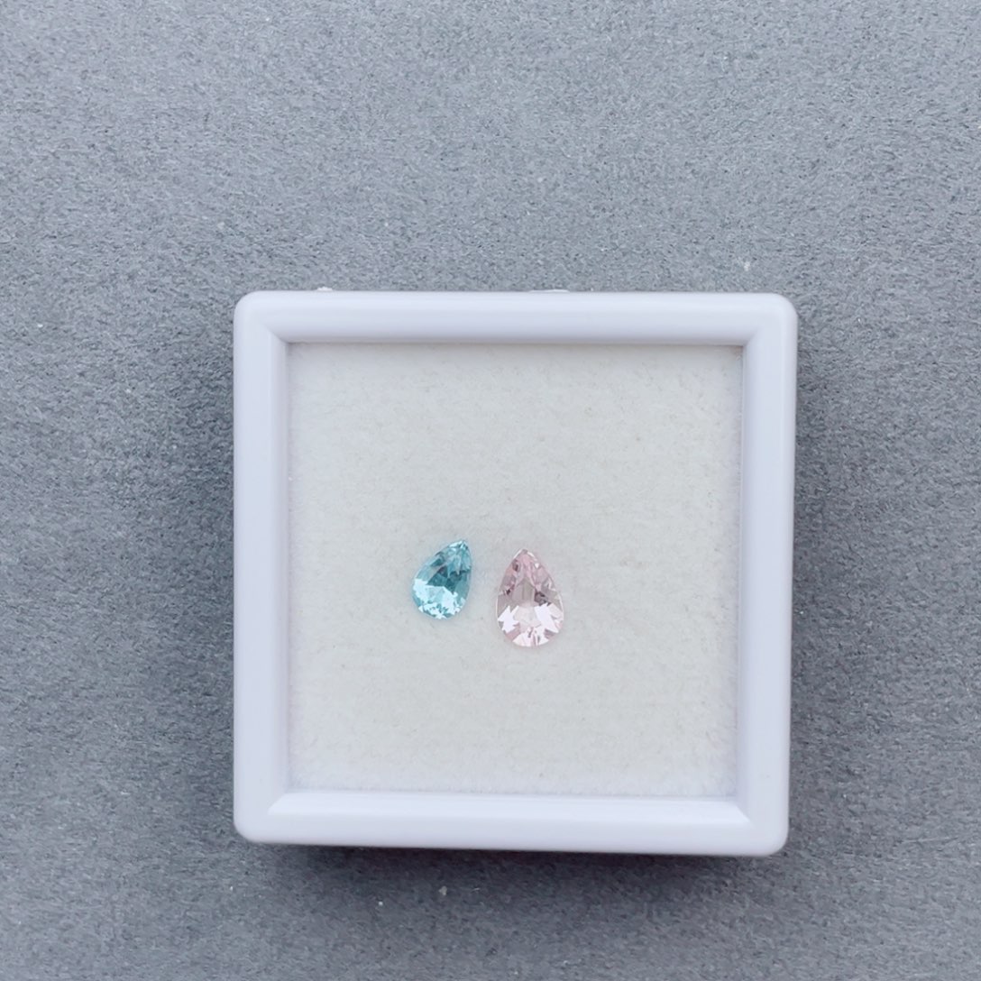 海蓝宝石裸石未镶嵌天然圣玛海蓝宝、粉摩根1.04CT