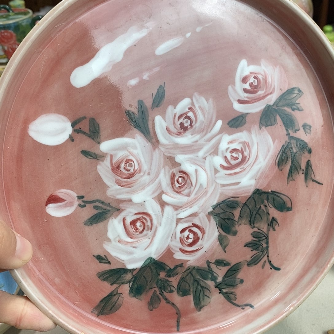 瓷片洁*新年快乐手绘陶瓷