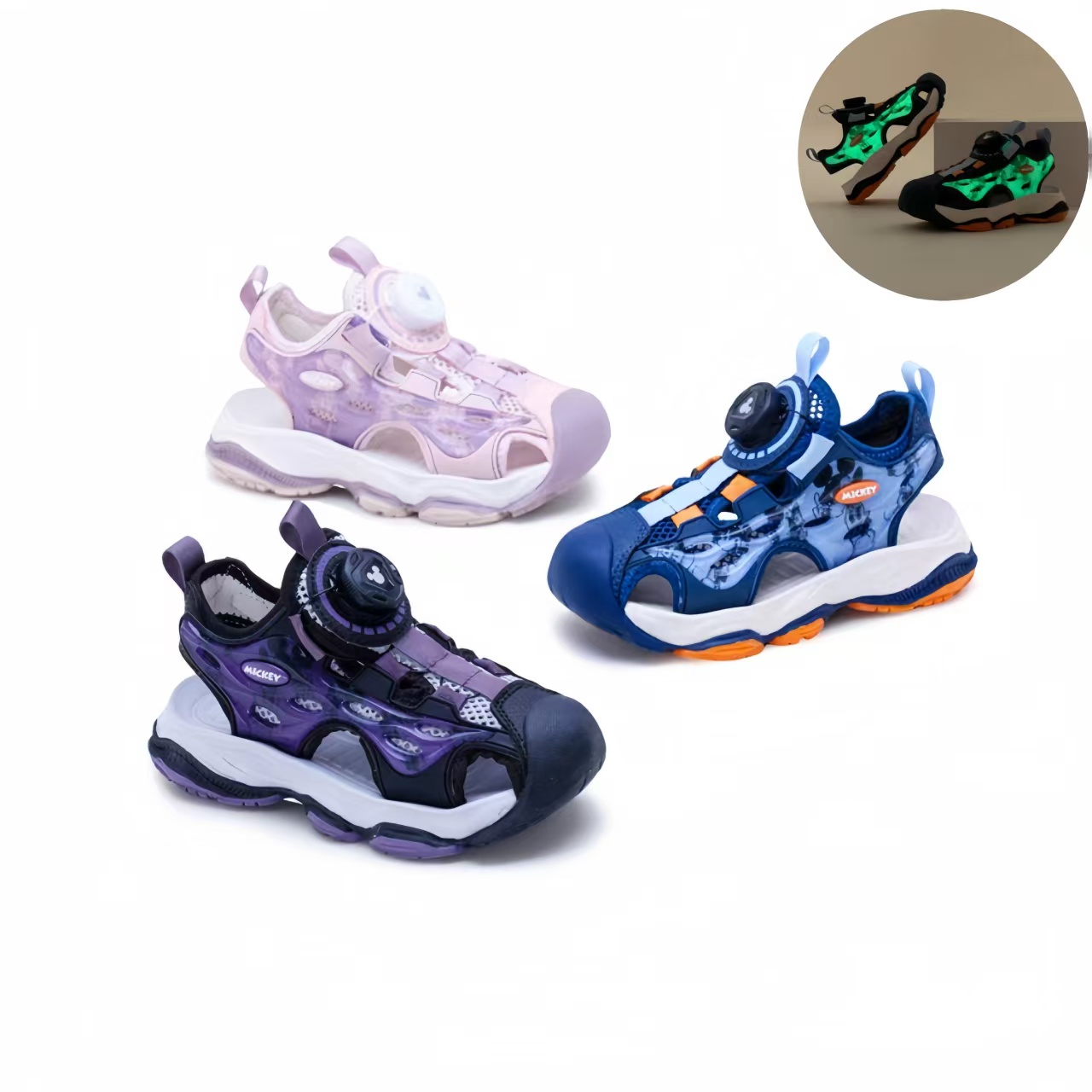 夜光凉鞋007夏季包头鞋新款透气镂空儿童防踢中大童软底沙滩鞋H