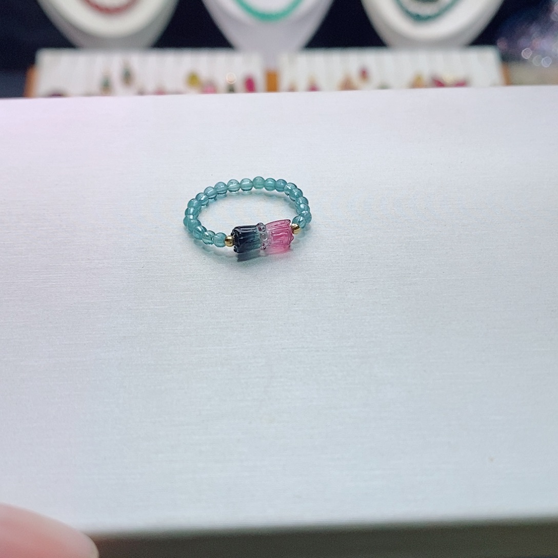 碧玺碧玺m18K金镶嵌耳饰