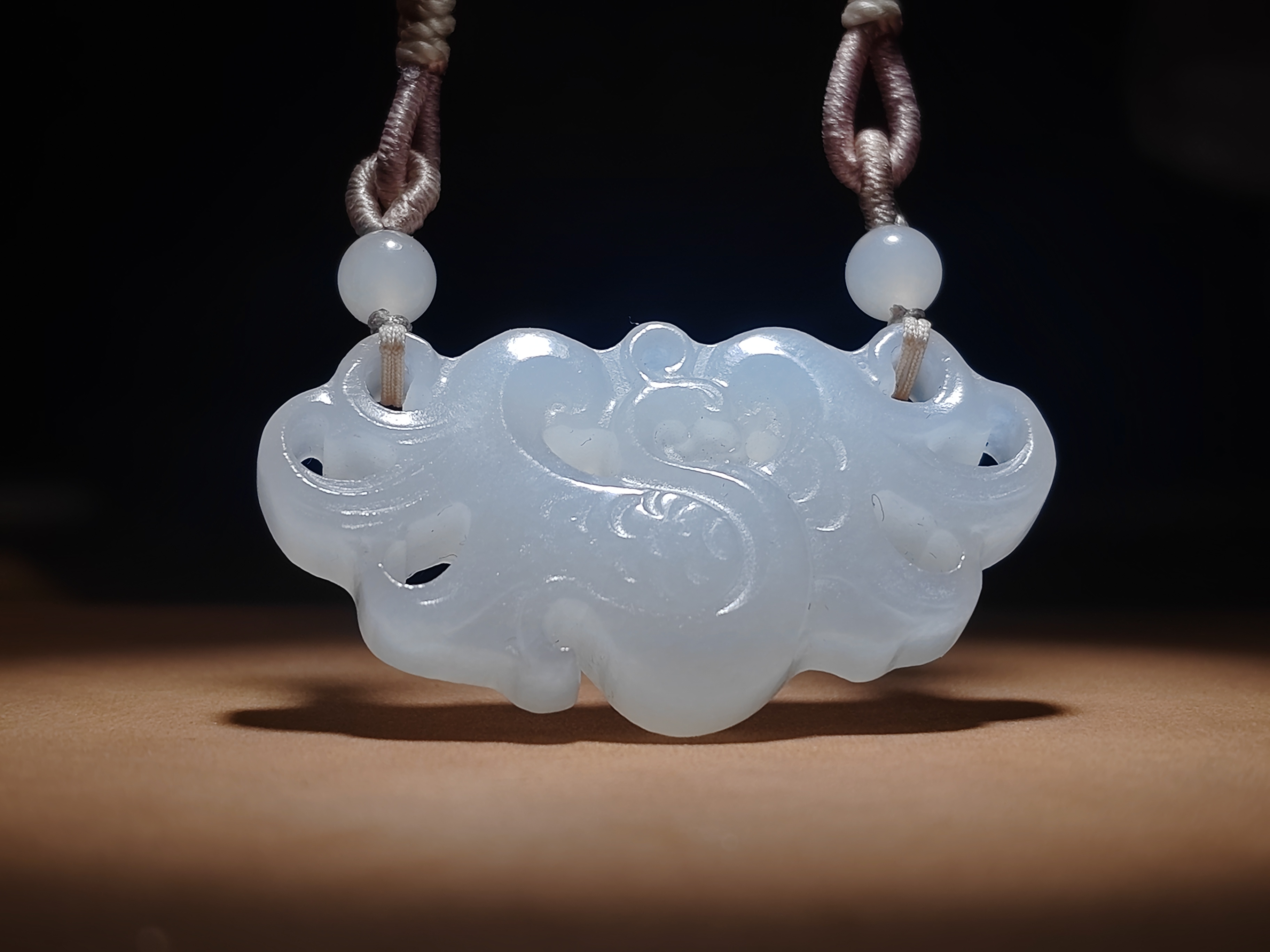 和田玉青海料白玉凤凰挂件吊坠锁骨链毛衣链国风首饰