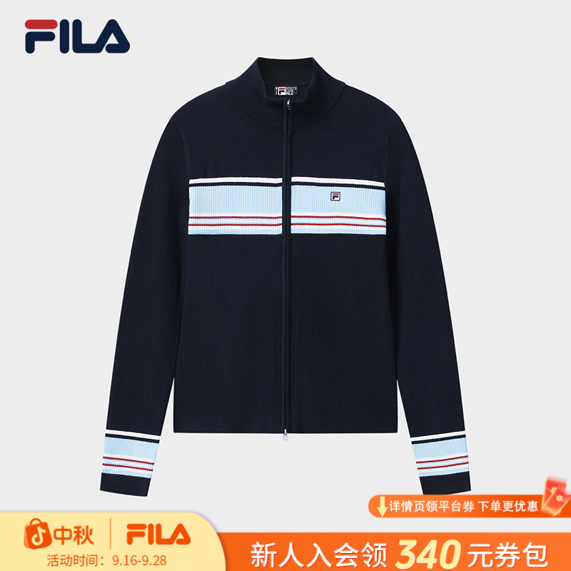 Fila/斐乐秋冬女士条纹长袖户外休闲运动编织开衫F11W548407F