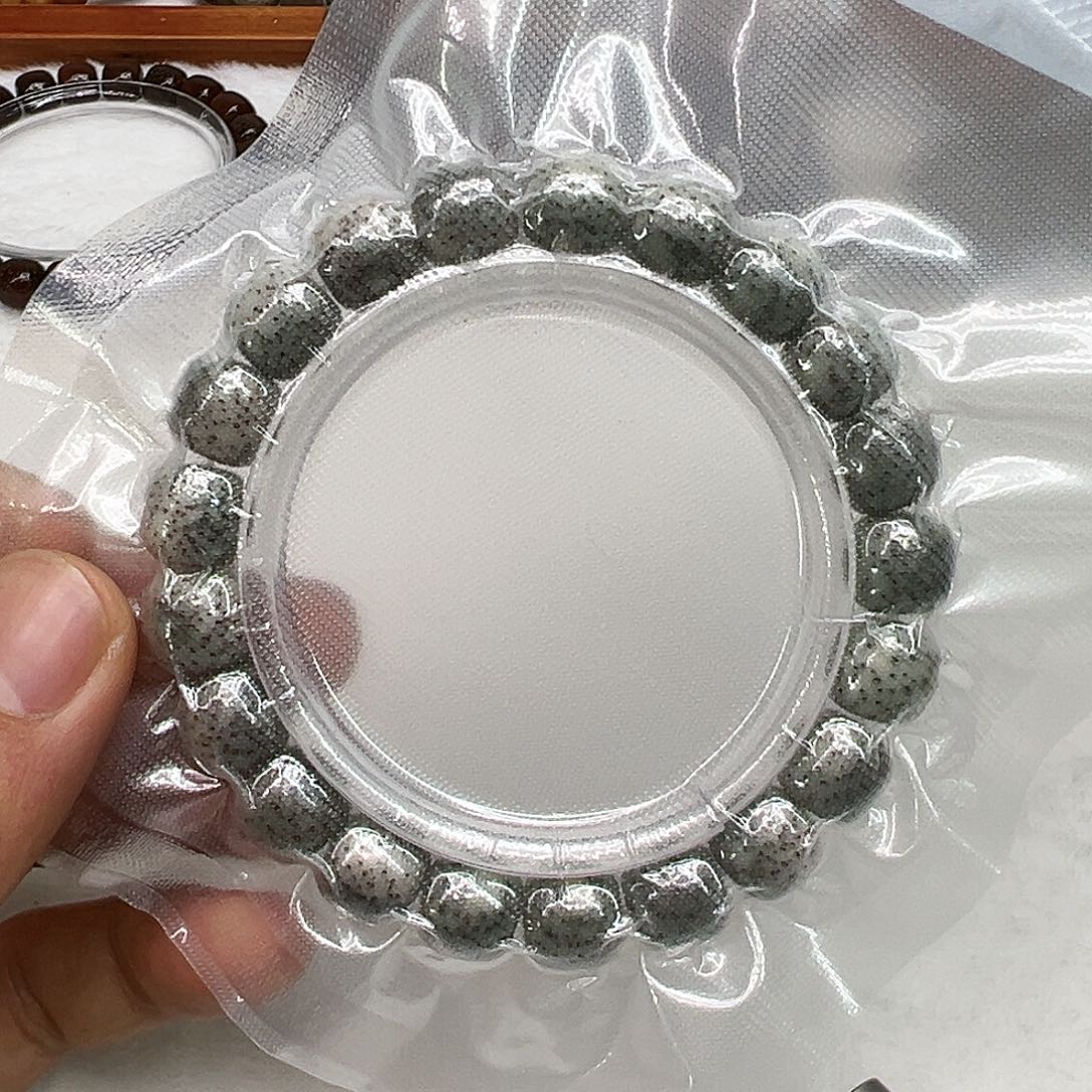 星月菩提手串33高端卡姿兰大眼睛绿包白石玉星月菩提11