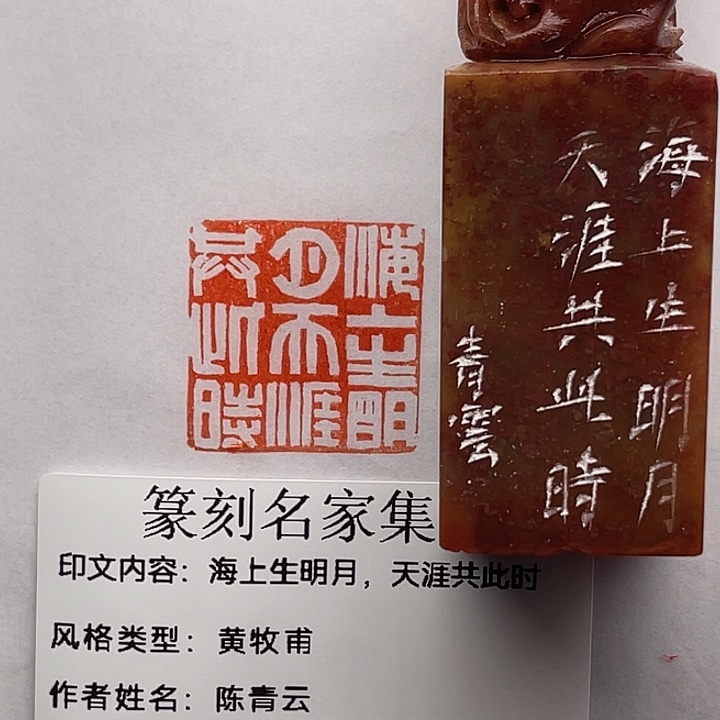 ****梦寿山石印石海上生明月，天涯共此时（陈青云）