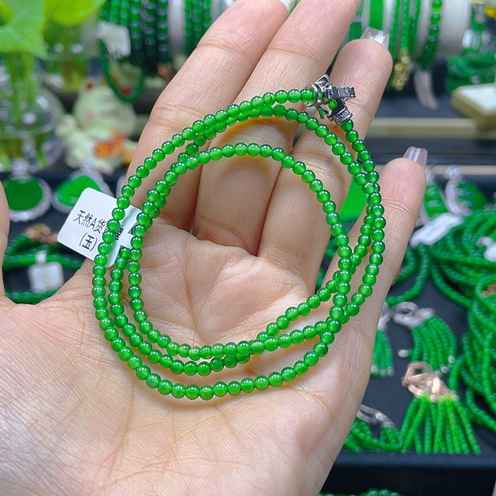 翡翠颈饰未镶嵌正阳绿项链3