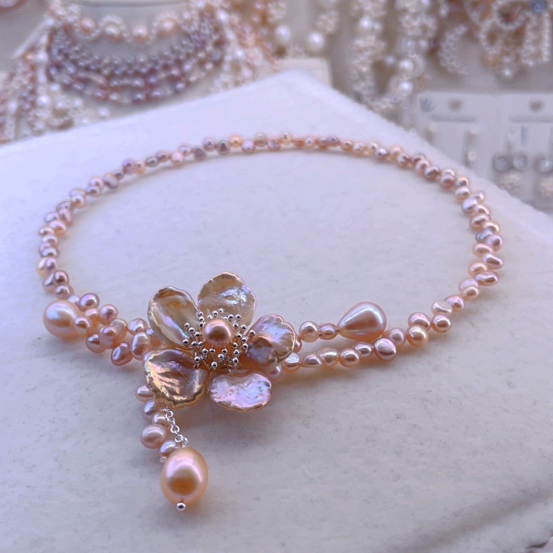 未镶嵌耳饰淡水珍珠项链