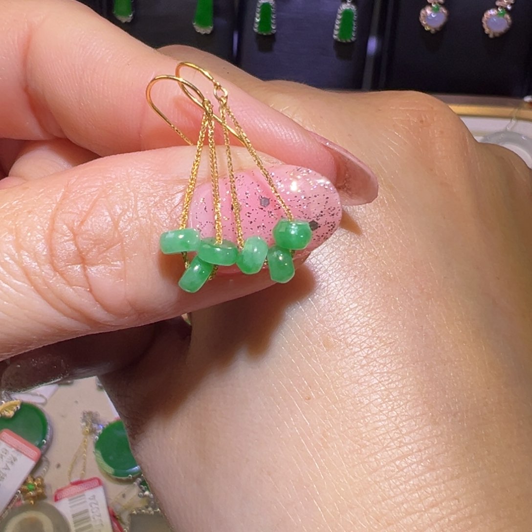 翡翠颈饰18K金镶嵌耳环