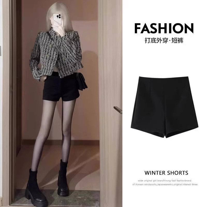 2025换季新品高腰罗马弹力热裤ins女团裤辣妹外穿时尚显瘦防走光.