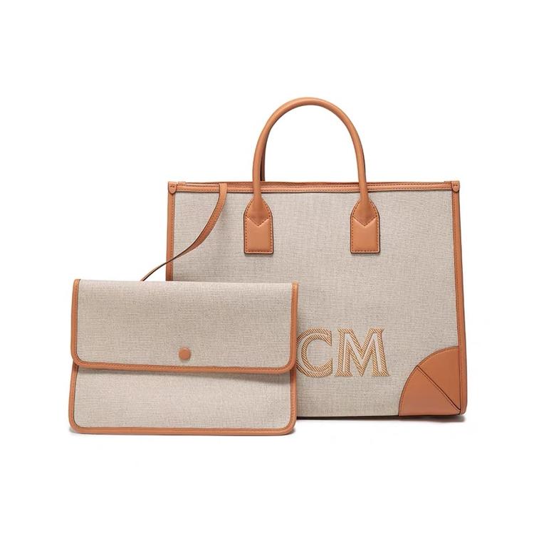 全新未使用 MCM 专柜款女包经典München帆布干邑托特包