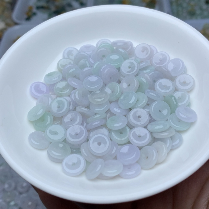 【闪购商品】翡翠手链未镶嵌卡9浅冰紫平安扣30颗