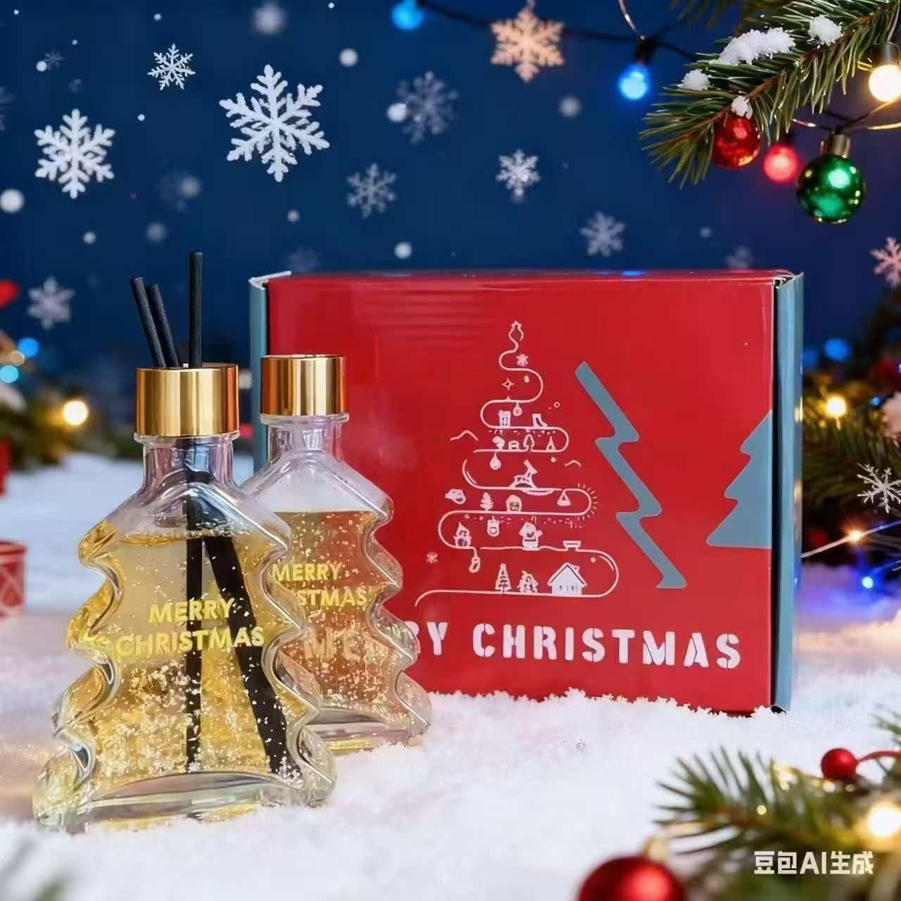 （2瓶礼盒装）圣诞树金箔香薰礼盒装