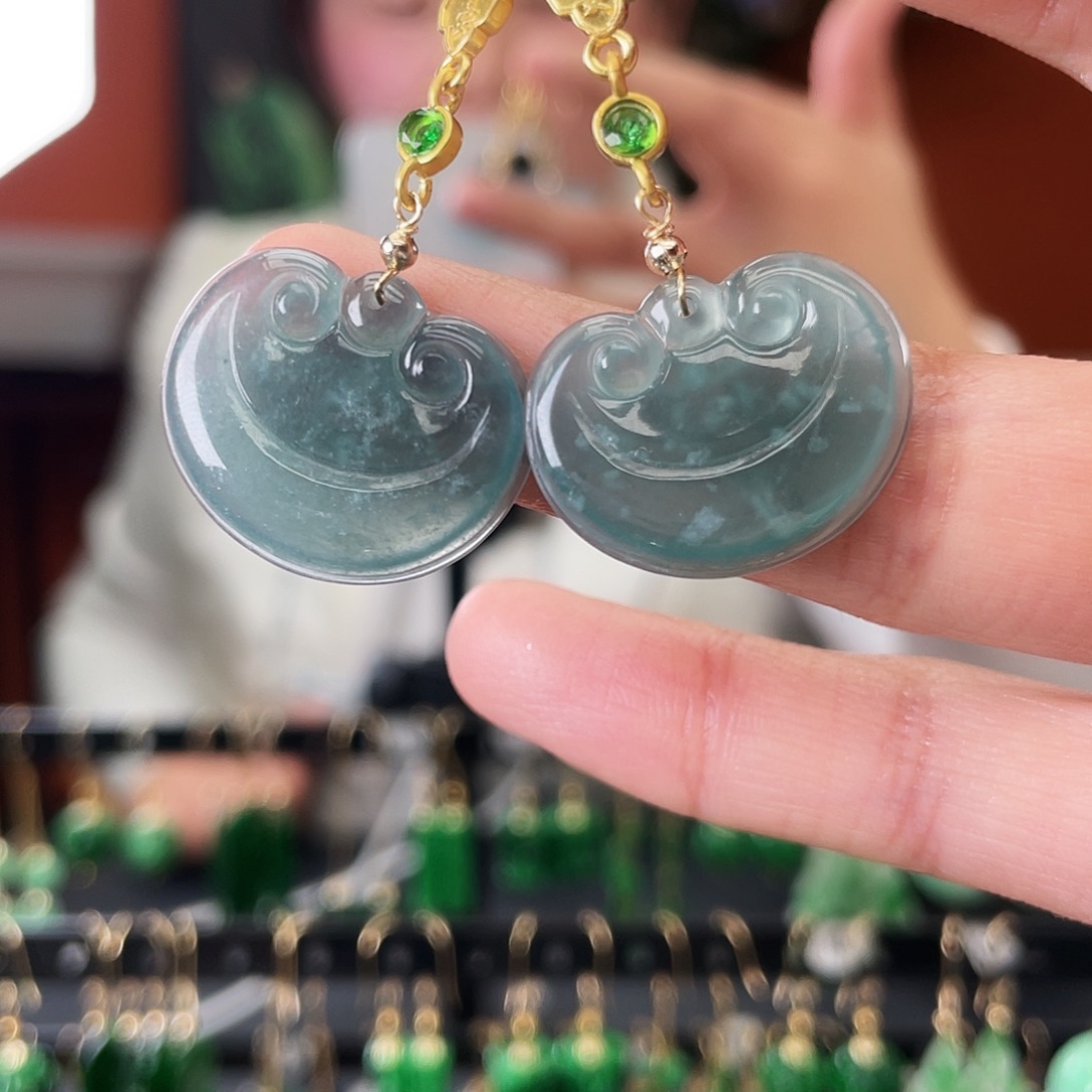 翡翠未镶嵌耳饰饰品