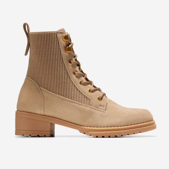 撤柜尾货默认微瑕-CH-女士棕色竖条纹时尚短靴W29219