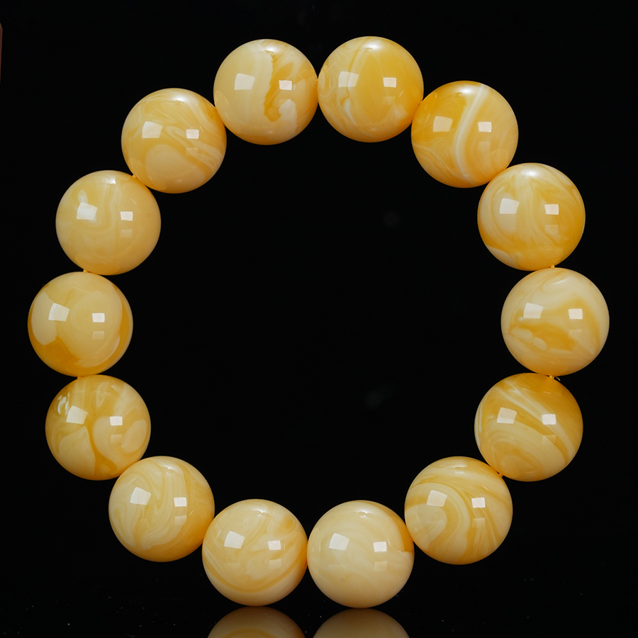 胡玩珠宝新品乌料橘白浓蜡妖花同料精品手串纯天然琥珀蜜蜡虎皮