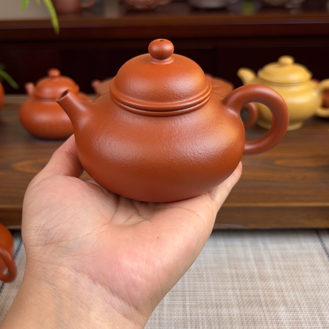紫砂茶壶朱泥容天全手200cc