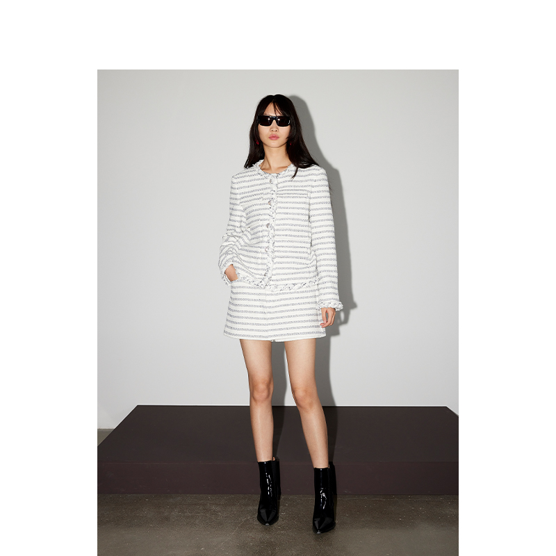 DAZZLE地素奥莱 短外套24新款女小香风优雅印花直筒上衣2I1F435