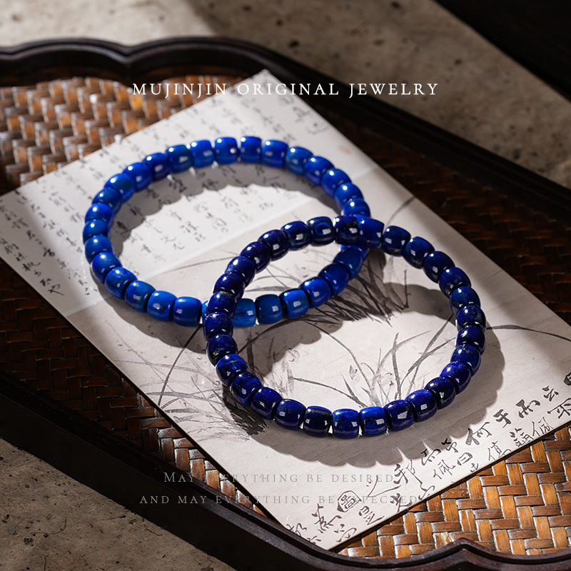 【木槿槿】天然青金石手串女款约6m直切手链饰品XL2750多样性发一