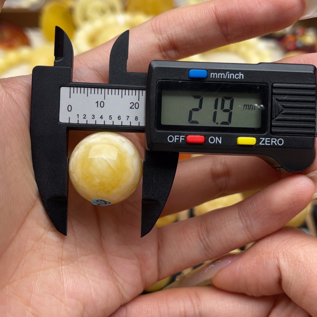 琥珀未镶嵌裸石蜜蜡圆珠静