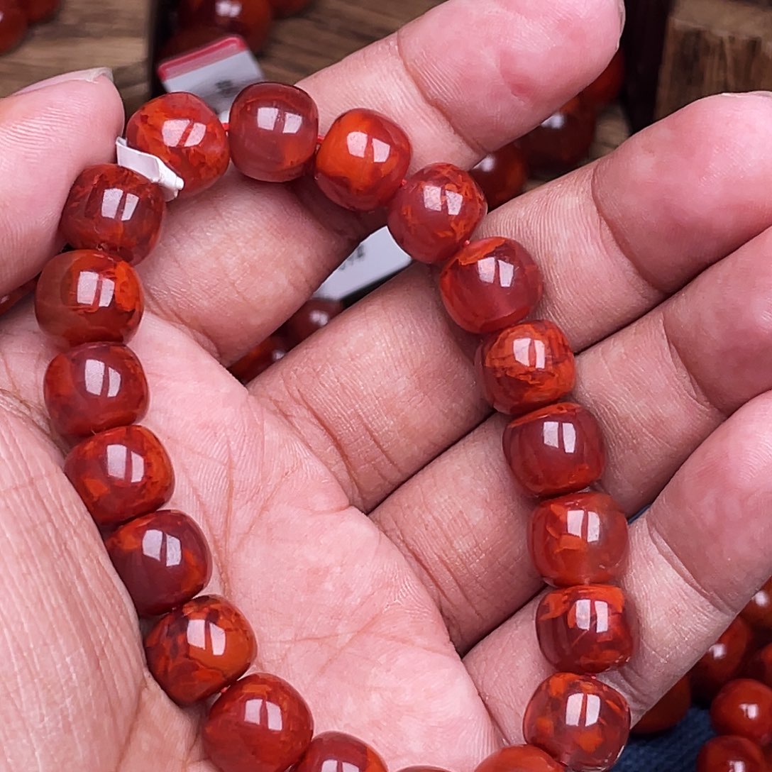 ****:南红玛瑙未镶嵌手链南红瓦西卡11老型火焰原矿