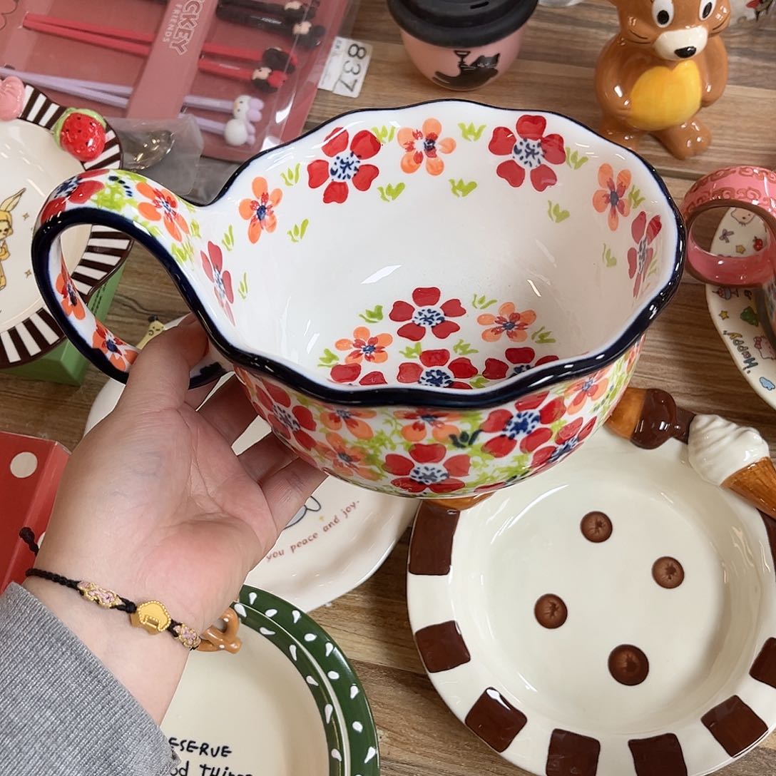 陶瓷西里西亚单柄碗陶瓷餐具默认微微瑕