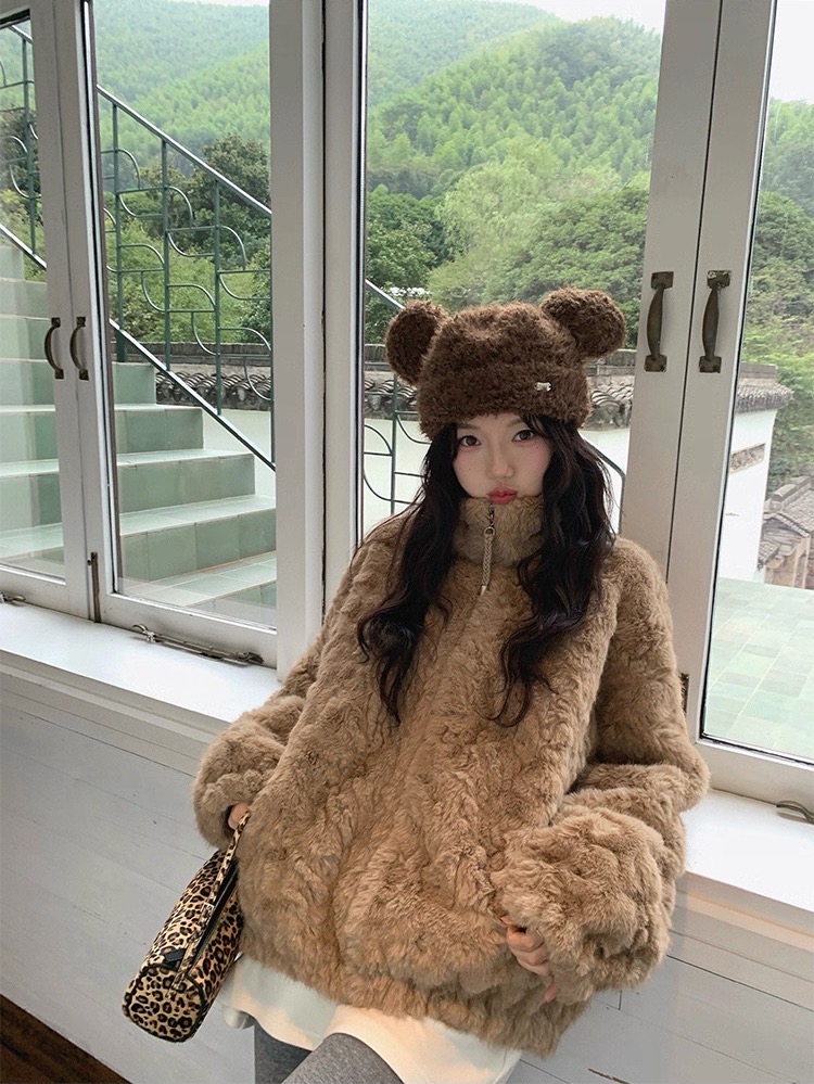 【暮光琥珀】定制拉链毛毛外套毛毛一体冬季加厚保暖外套