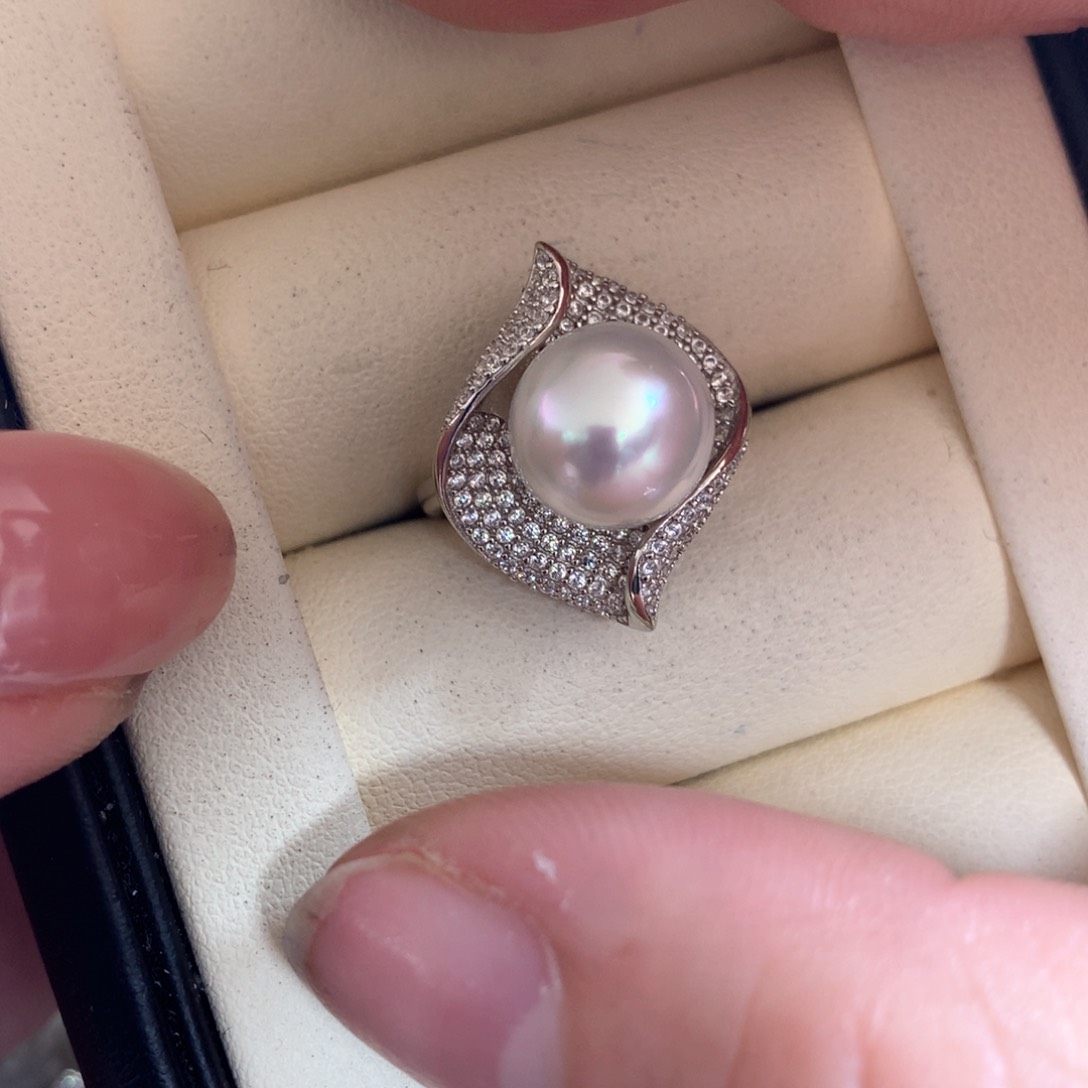 海水珍珠戒指银S925镶嵌