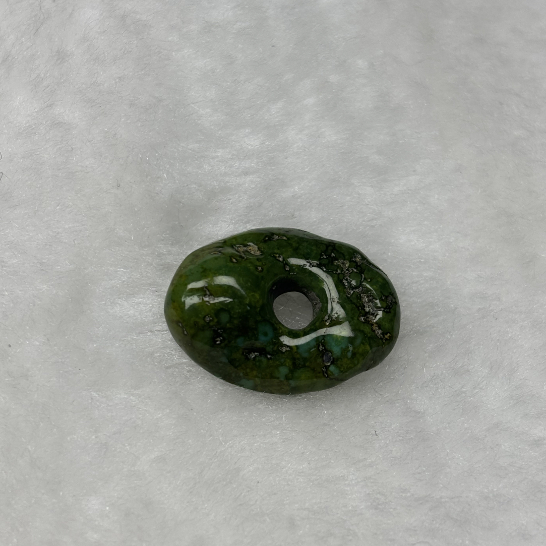 湖北十堰原矿绿松石高瓷特色菜籽黄藏扣尺寸15x20x6.2mm