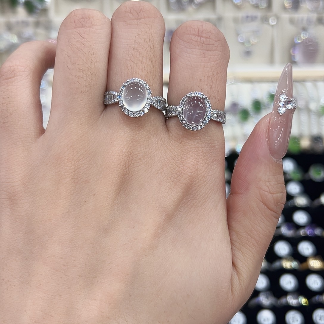 小***点岫玉银S925镶嵌戒指