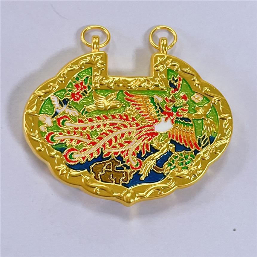 福满圆珠宝 足金 凤穿牡丹吊坠