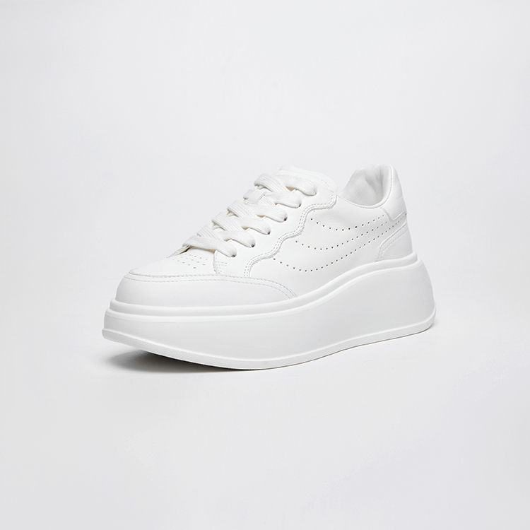 TXT高颜值【金典黑白】厚底黑白色四季透气真皮时尚潮流低帮板鞋