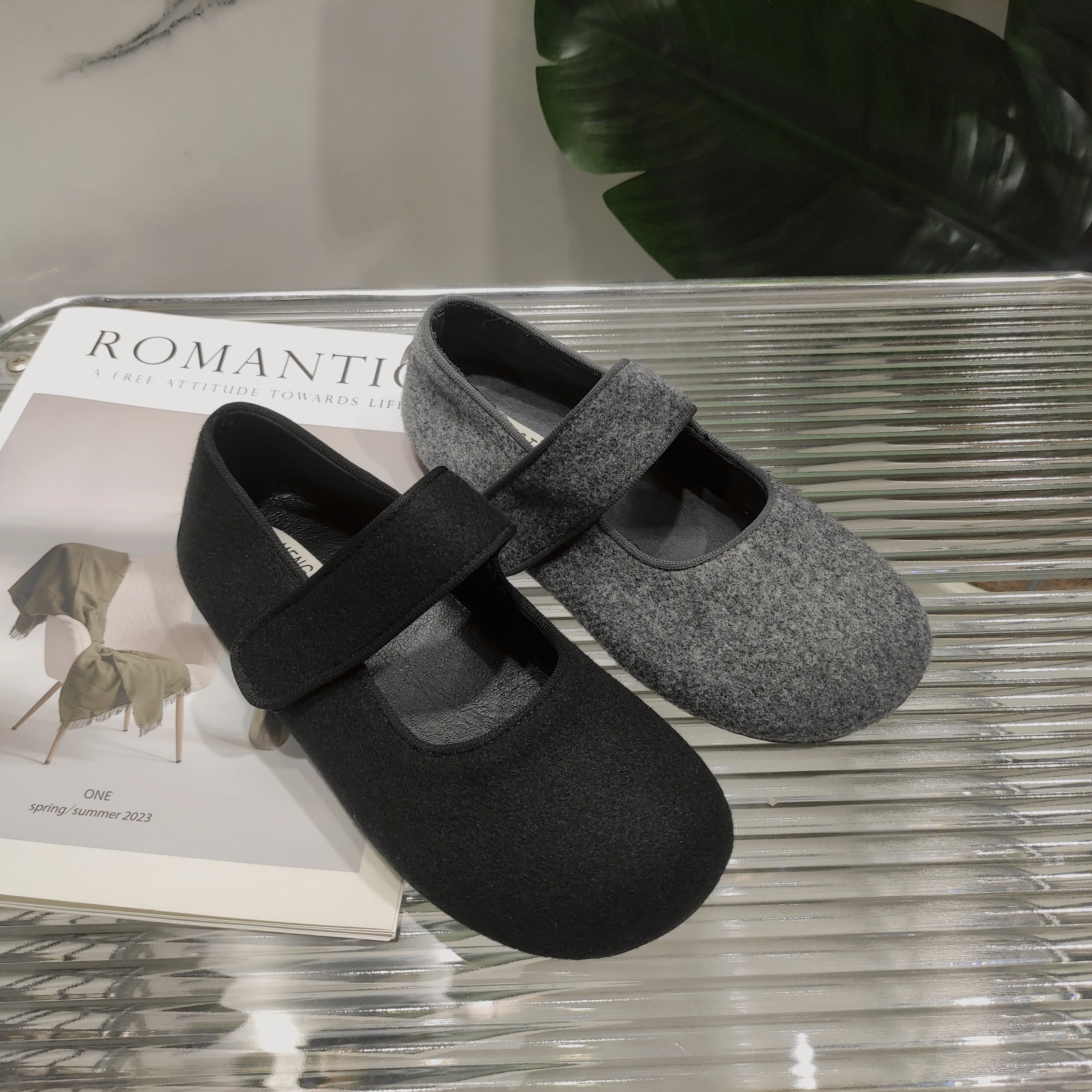 浅口豆豆单鞋女春夏新款圆头小众平底单鞋B888(脚宽胖拍大一码)