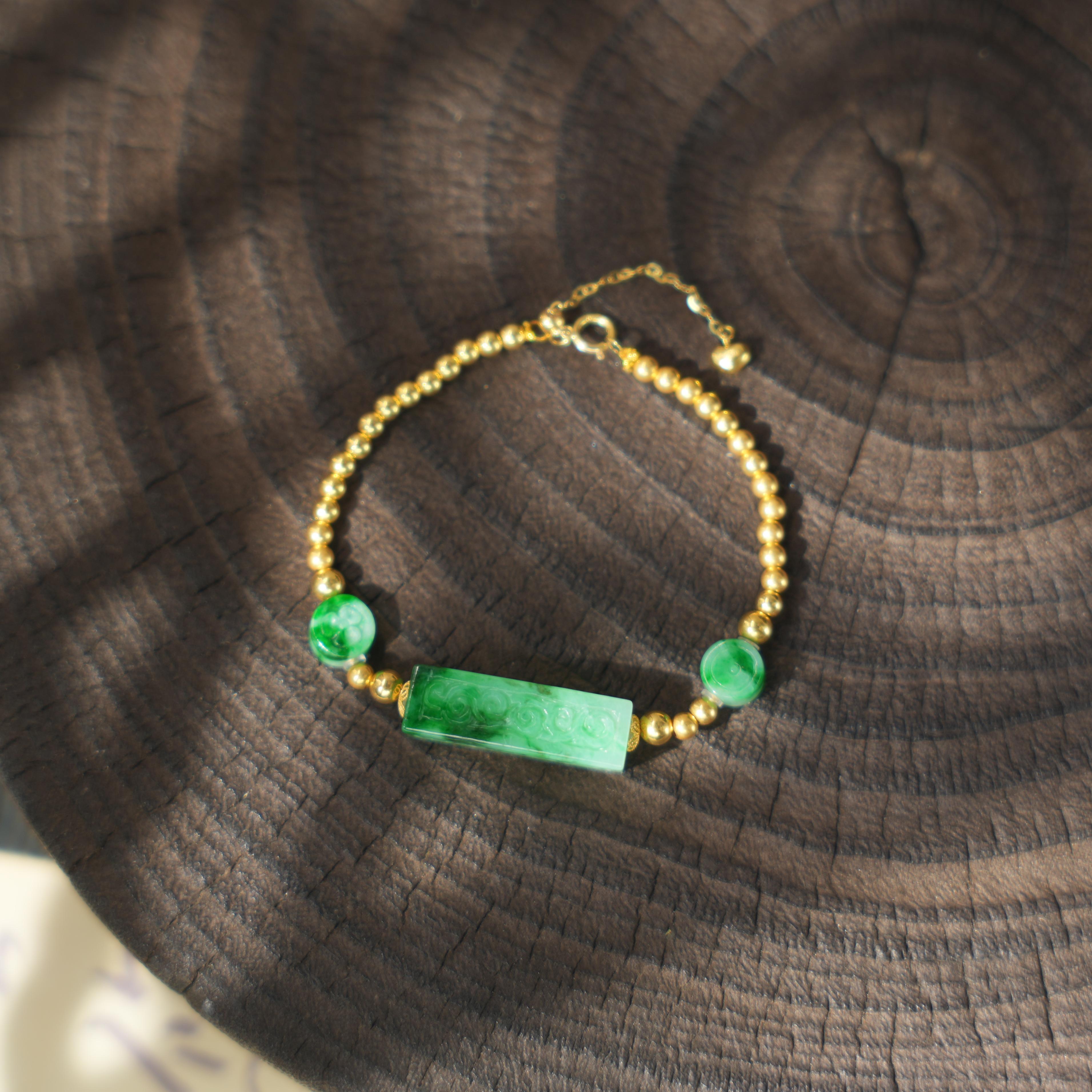 青山雪-天然A货翡翠18K金手链（多样性发其一）