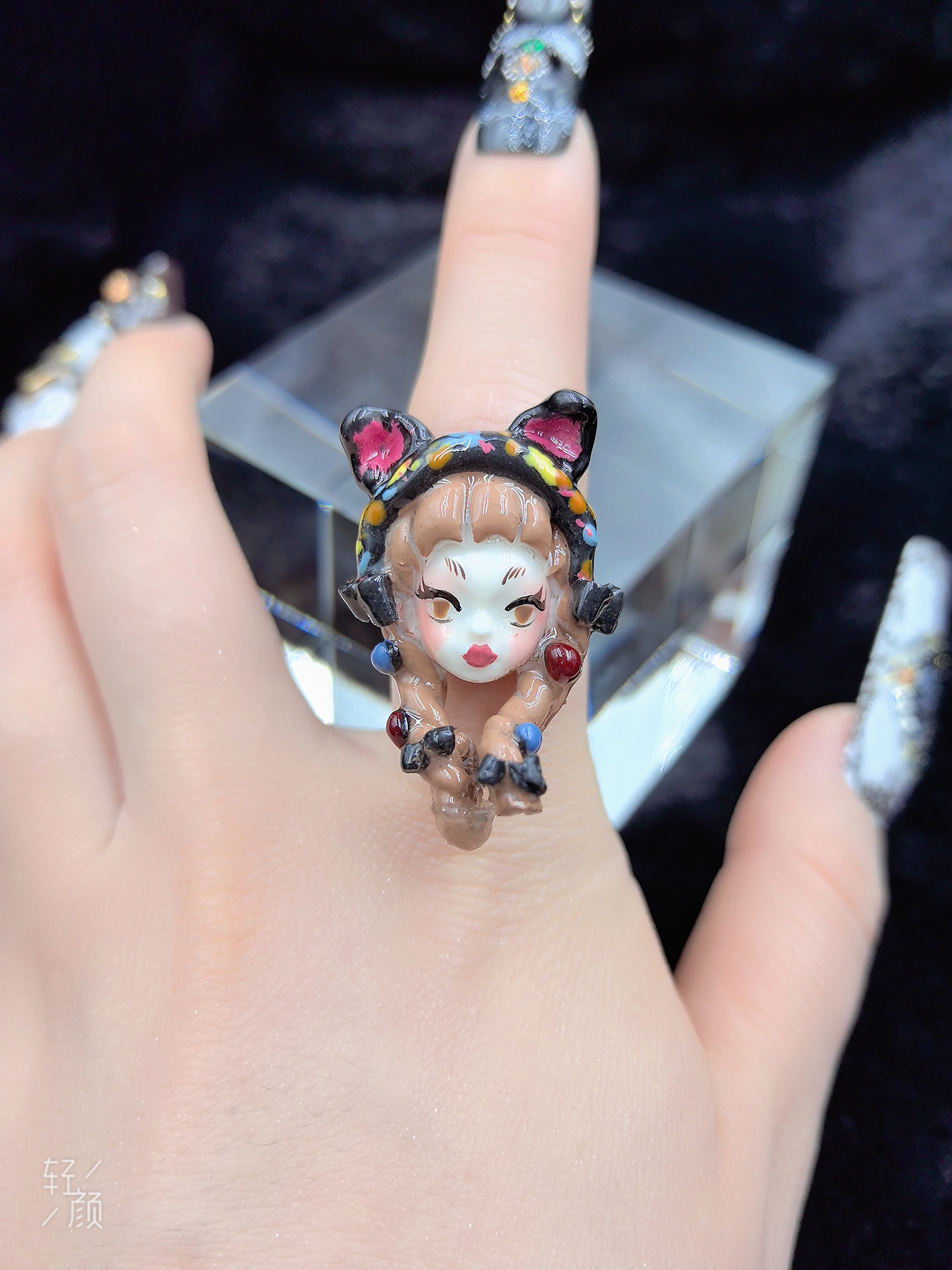 【Dandan出品】 焦糖绒耳戒 纯手工小众穿戴甲重工设计娃娃款