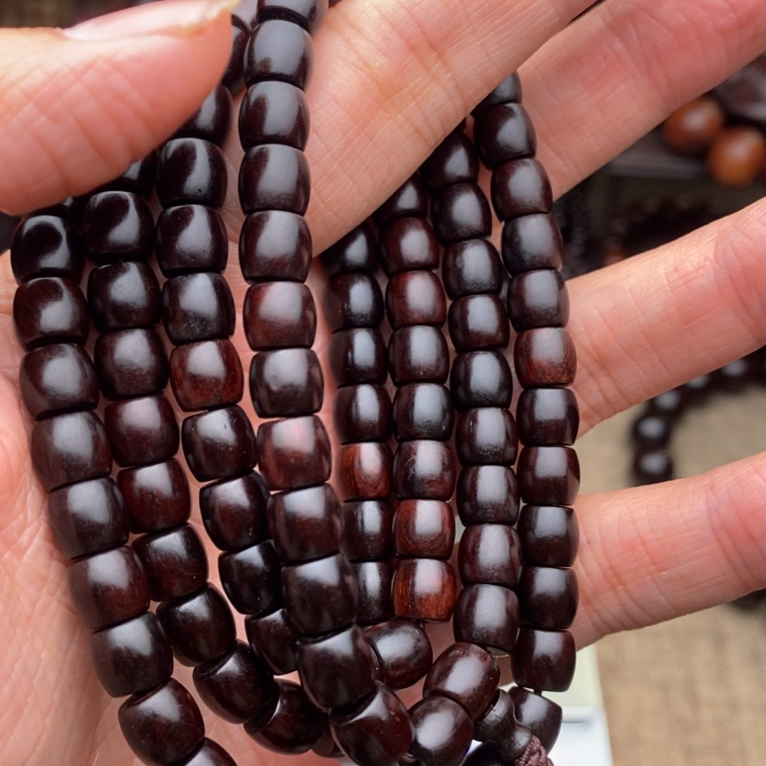 檀香紫檀（小叶紫檀）手串/手链77直切黑珍珠