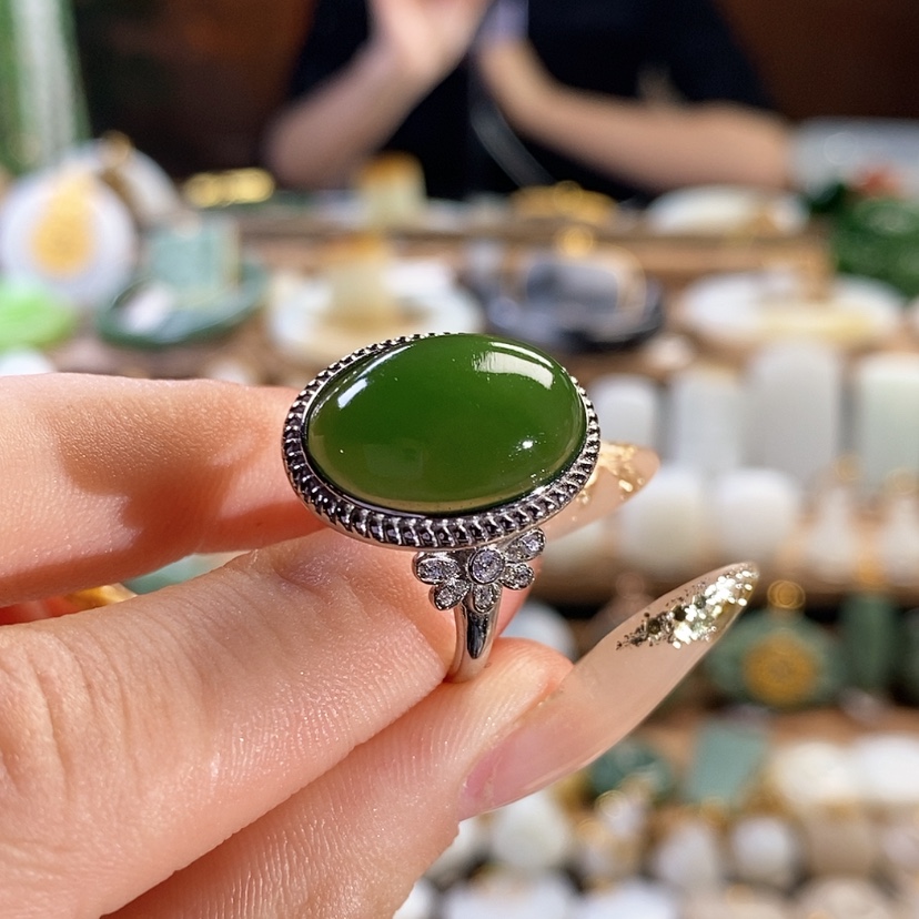 【闪购商品】和田玉戒指银S925镶嵌