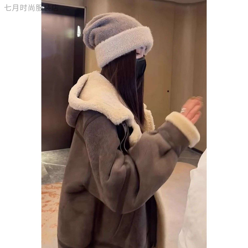 新疆西藏包邮韩版高级感羊羔毛皮毛一体外套女冬季新款加绒加厚毛