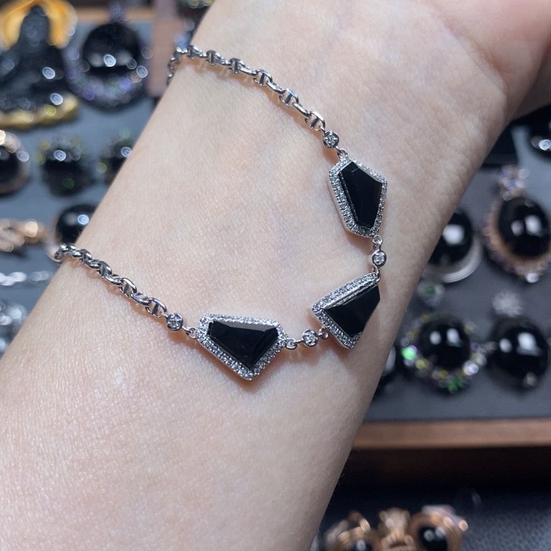 十***觉翡翠18K金镶嵌手链