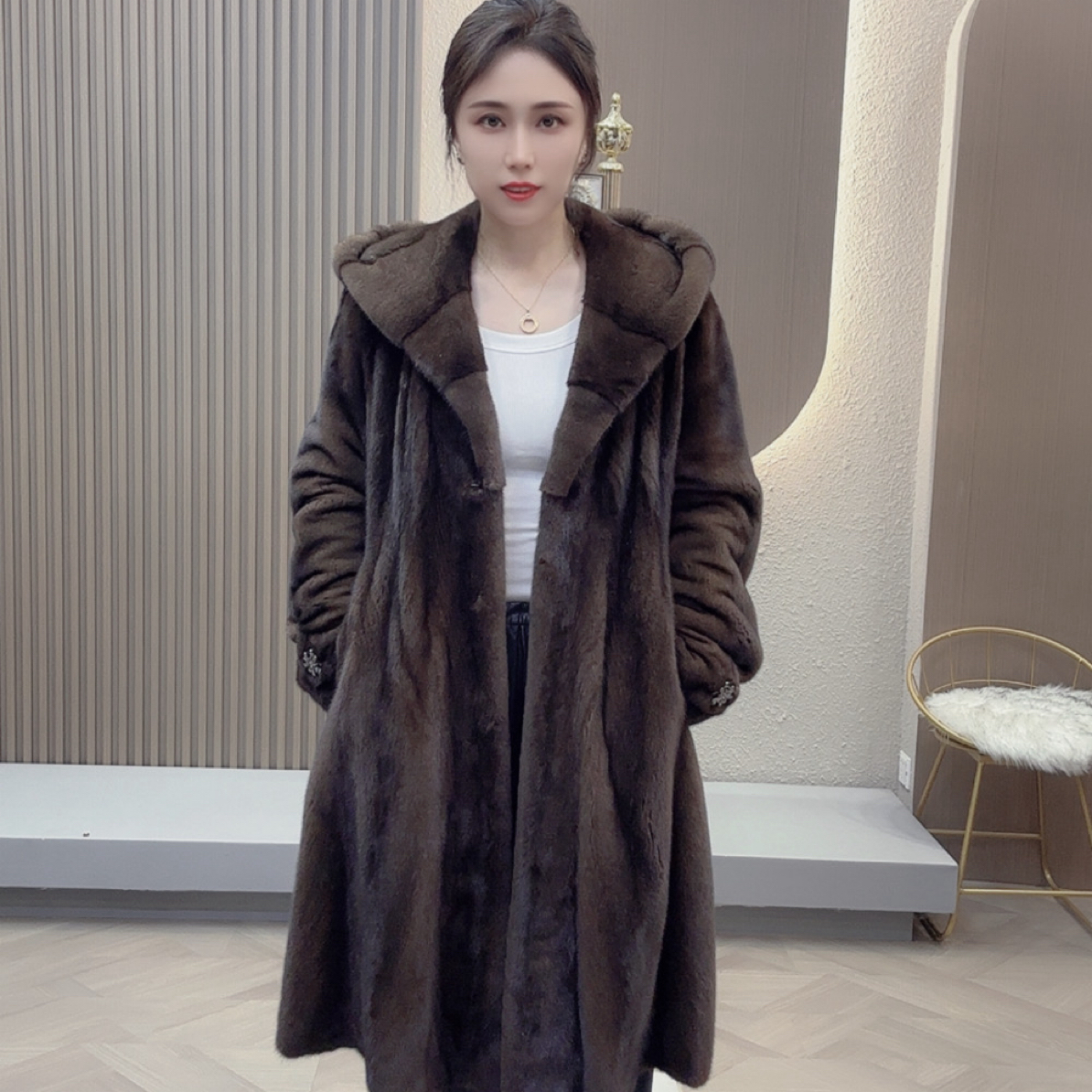 8023款冬季新款水貂外套