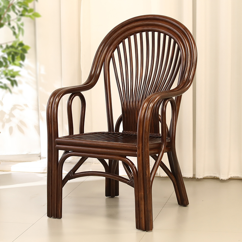 高端系列全藤大扇形 藤椅高端高档藤家具阳台老人休闲椅真藤藤编