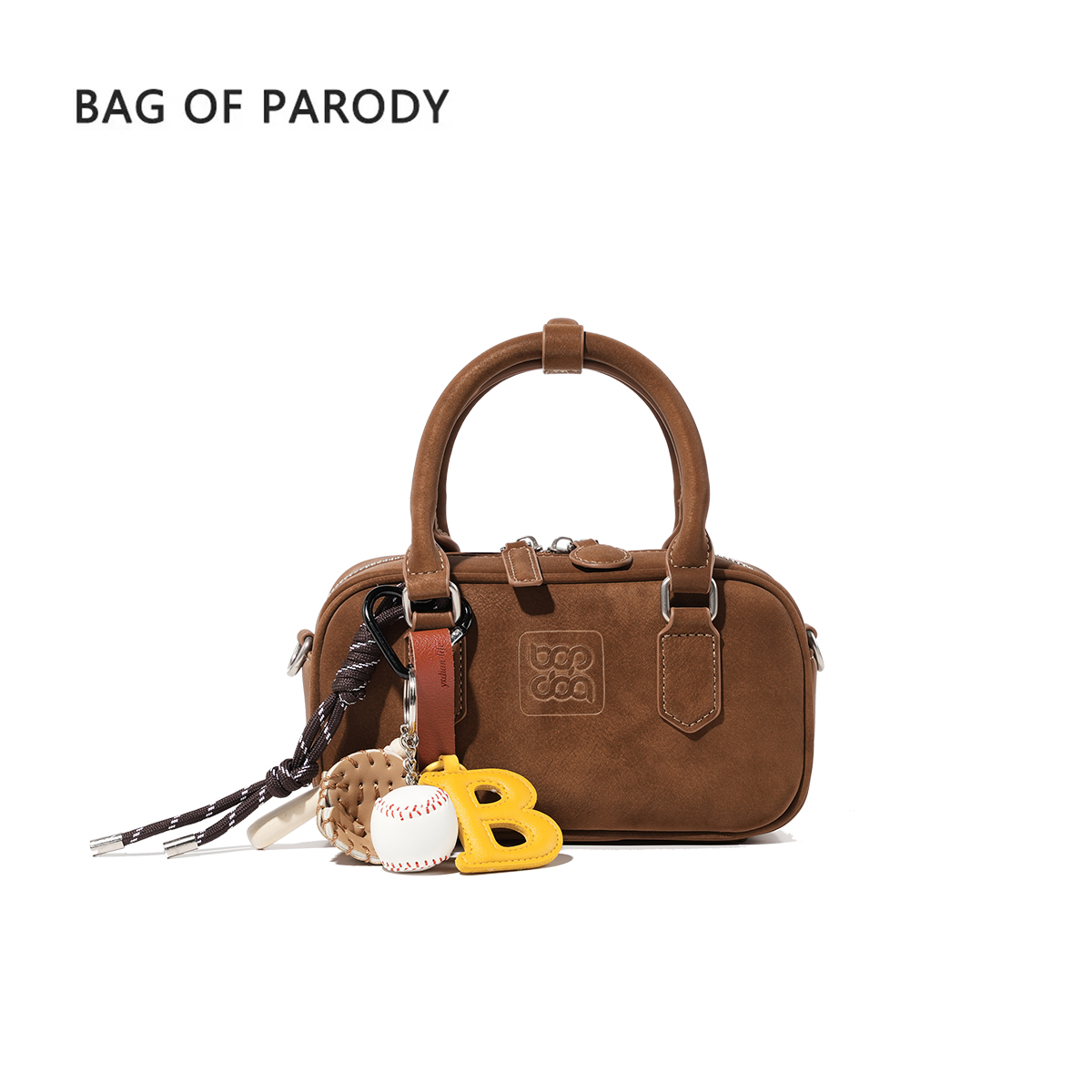 bagofparody保龄球包包女士新款通勤手提单肩斜挎包磨砂休闲牛皮