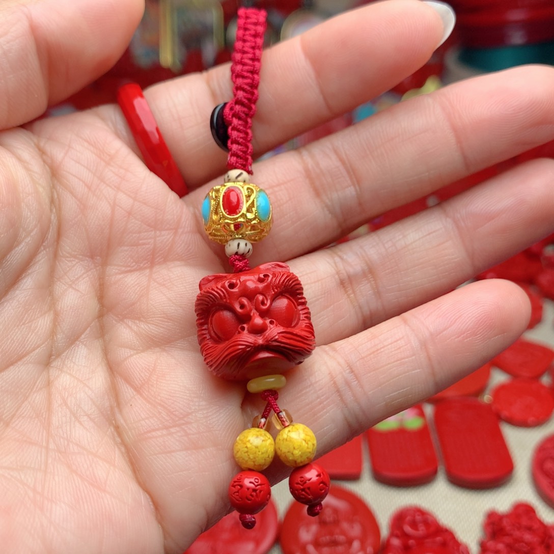 天然辰砂工艺品朱砂钥匙扣