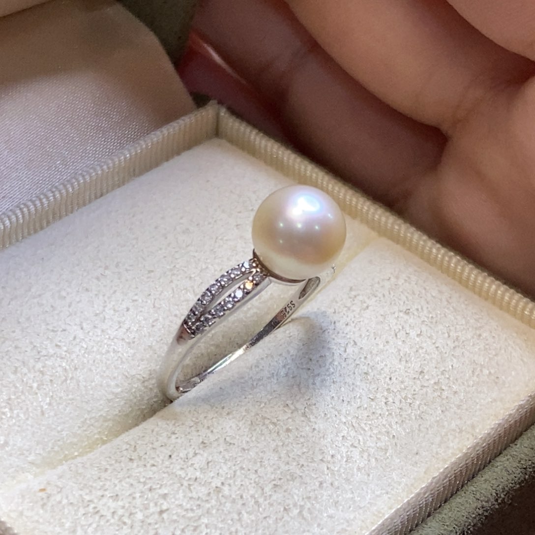 淡水珍珠戒指银S925镶嵌