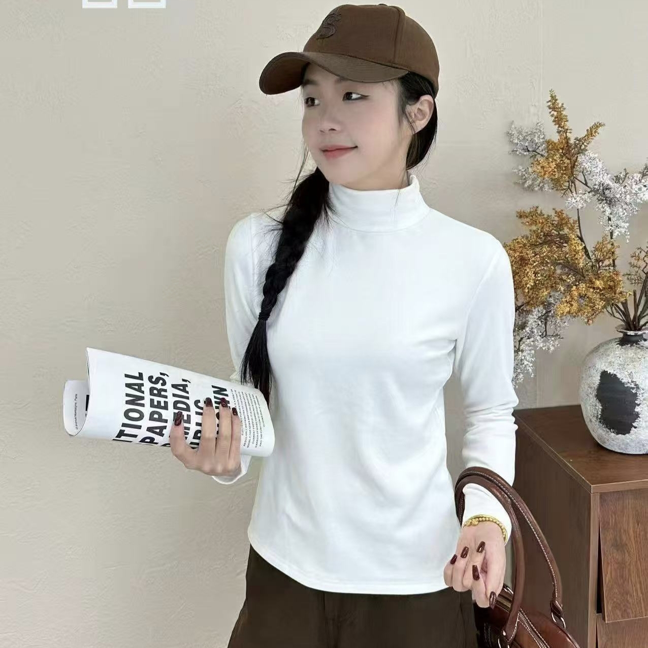 928保暖显瘦轻职风修身保暖双面绒保暖打底衫高级百搭新款中高领