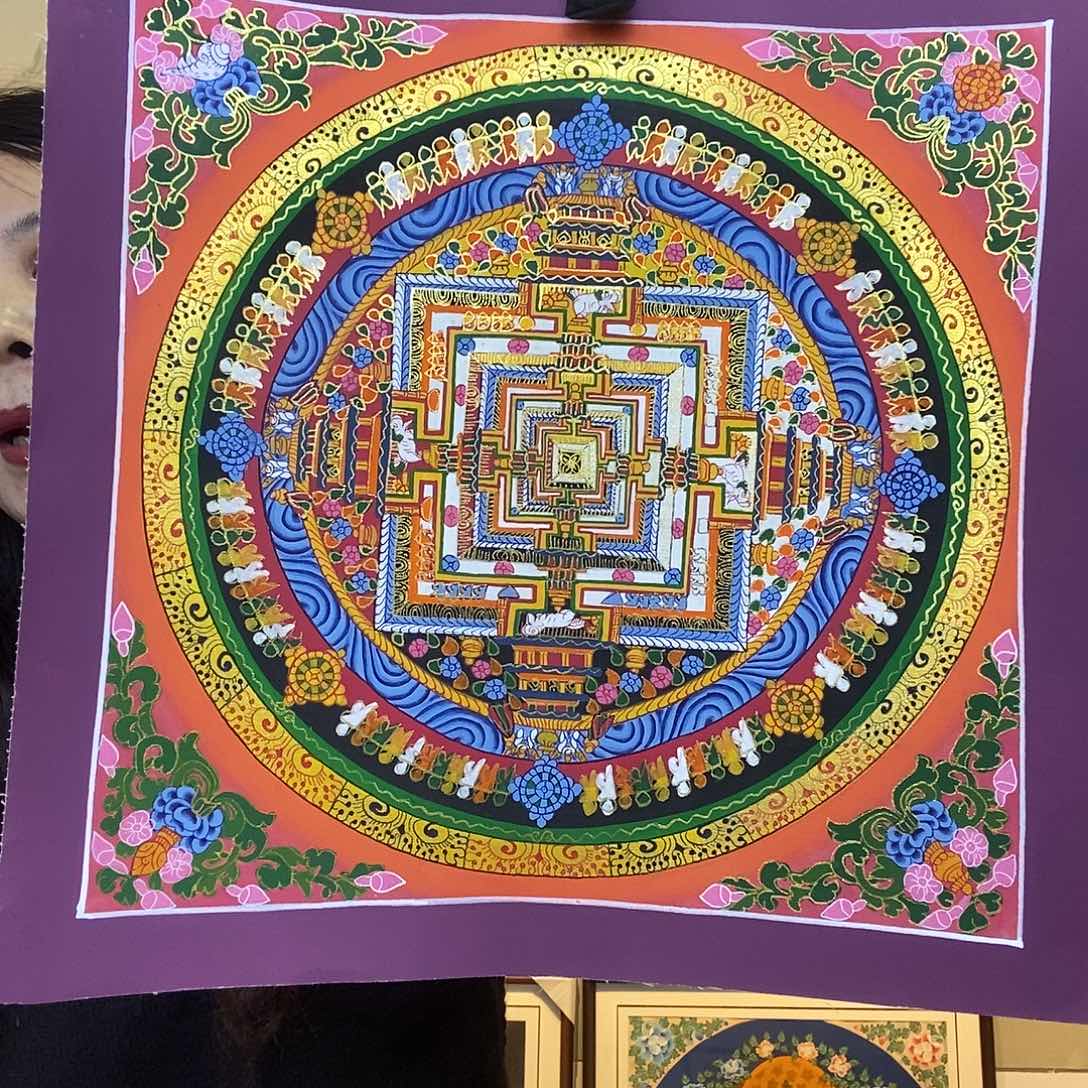 卷轴画纯手绘坛城唐卡27厘米左右