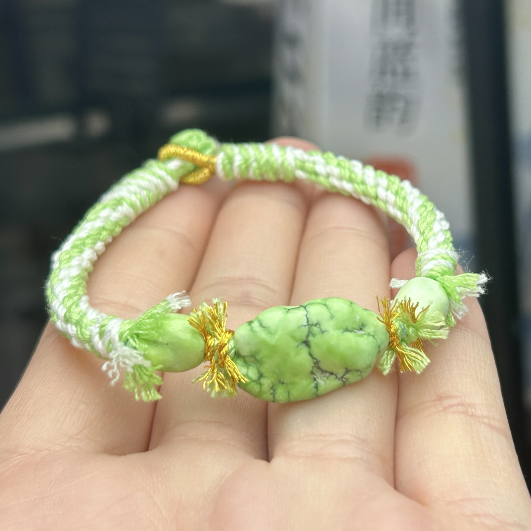不锈钢布艺手链 原矿高瓷菜籽黄编织手串