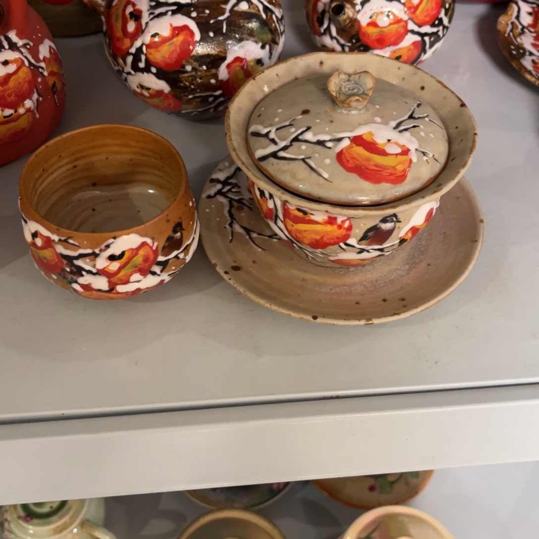 麒***加柴烧手工手绘陶瓷